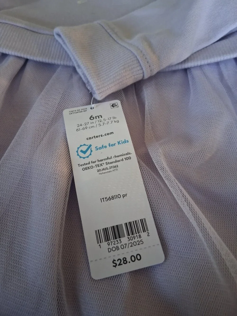 Carter's Baby Girl Lavender Bow Tulle Dress 6M